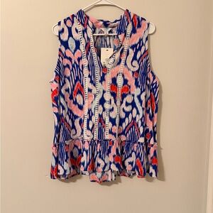 Crown & Ivy Sleeveless Top - Blue, Pink, and Red NWT